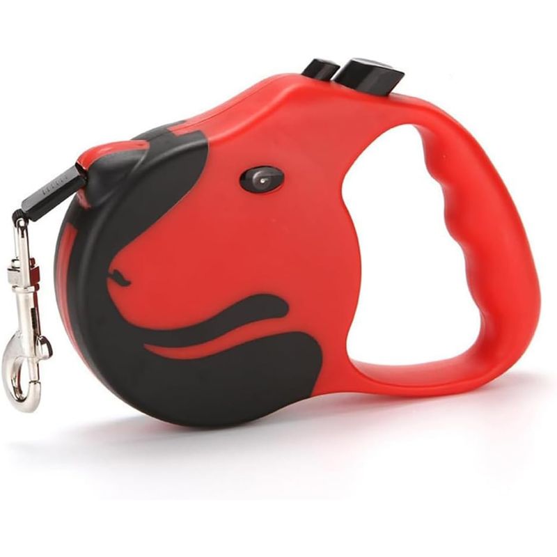 Laisse rétractable 5m 25kg rouge anti rayures