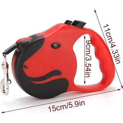 Laisse rétractable 5m 25kg rouge anti rayures Laisse rétractable 5m 25kg rouge anti rayures