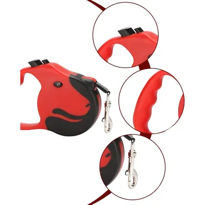 Laisse rétractable 5m 25kg rouge anti rayures Laisse rétractable 5m 25kg rouge anti rayures