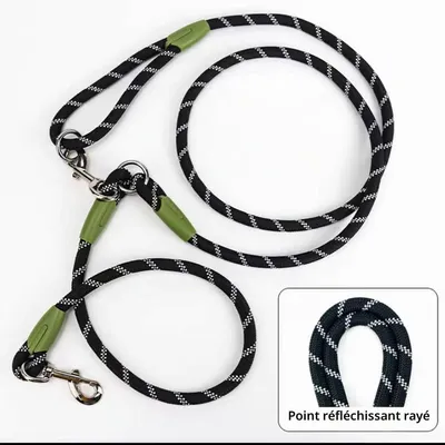 Laisse mains libres running nylon réfléchissant noir Laisse mains libres running nylon réfléchissant noir