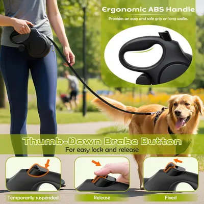Laisse rétractable 8m 50kg anti morsure noir Laisse rétractable 8m 50kg anti morsure noir