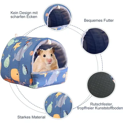 HausPets 2er Set Meerschweinchen Bett Hamster Baumwolle Waschbar Blau