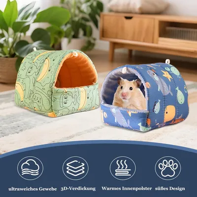 HausPets 2er Set Meerschweinchen Bett Hamster Baumwolle Waschbar Blau