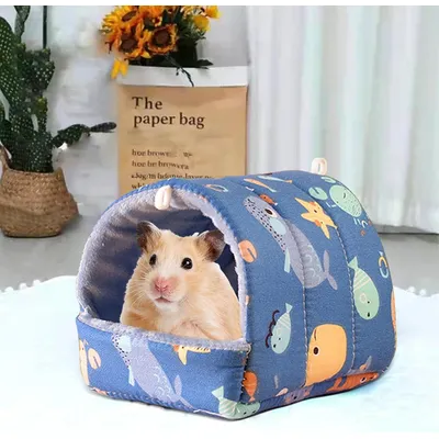 HausPets 2er Set Meerschweinchen Bett Hamster Baumwolle Waschbar Blau