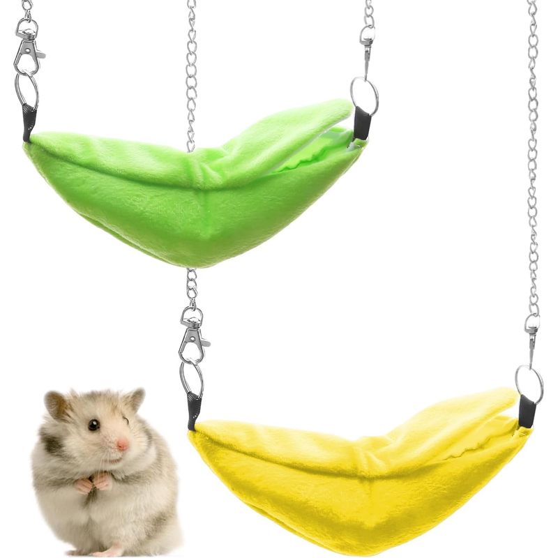 HausPets Hamster Hängematte Banane 2er Set Bett Weich Gelb Grün