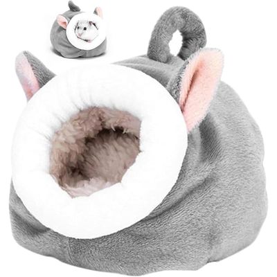 HausPets Warmer Hamster Nest Baumwolle 16x10x9cm Waschbar Grau