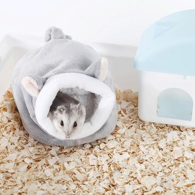 HausPets Nid Coton Chaud Hamster Chinchilla 16x10x9cm Lavable Gris