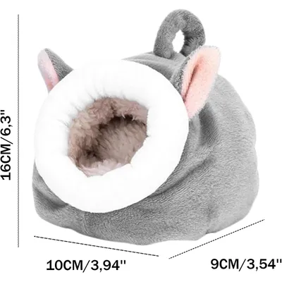HausPets Warmer Hamster Nest Baumwolle 16x10x9cm Waschbar Grau