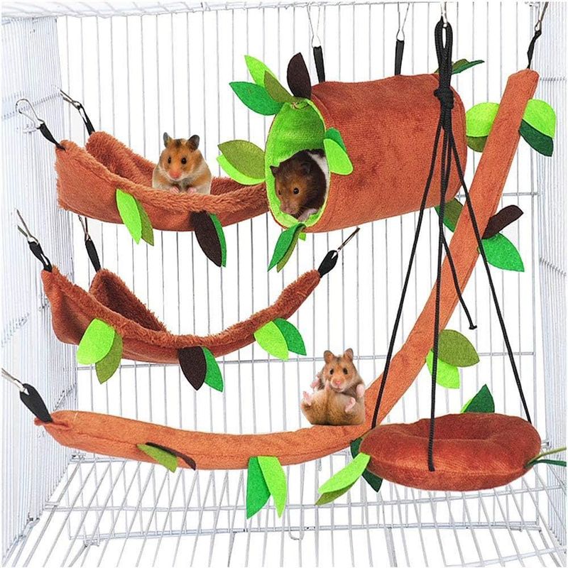 HausPets Wald-Spielzeug Hamster 5-tlg. Hängematte Schaukel Tunnel Seil