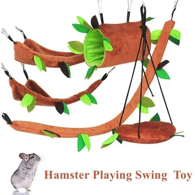 HausPets Wald-Spielzeug Hamster 5-tlg. Hängematte Schaukel Tunnel Seil