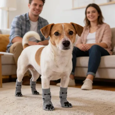 HausPets Calcetines transpirables antideslizantes para perros, 4 unidades