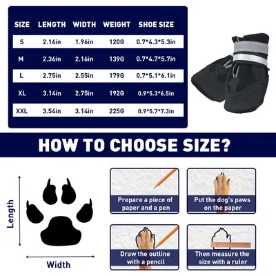 HausPets Juego de 4 botas perros impermeables, antideslizantes reflectantes