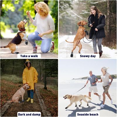 HausPets Juego de 4 botas perros impermeables, antideslizantes reflectantes