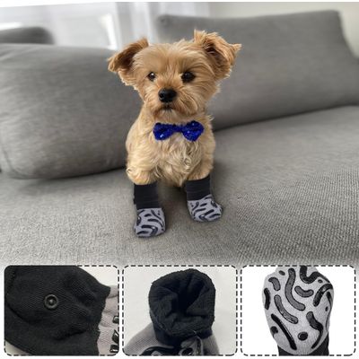 HausPets Lot de 4 Chaussettes Anti-léchage Chien Antidérapantes XS