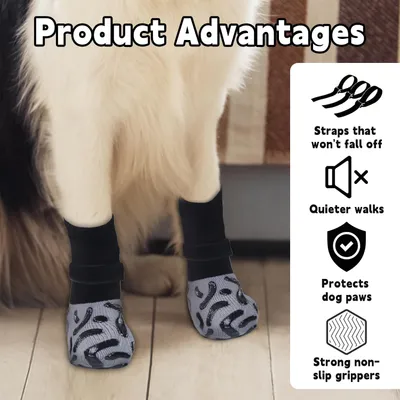 HausPets Paquete 4 calcetines antideslizantes anti-lamido perros, talla XS