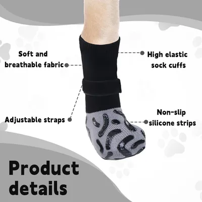HausPets Paquete 4 calcetines antideslizantes anti-lamido perros, talla XS