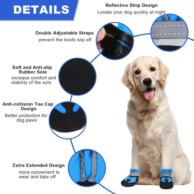 HausPets Juego de 4 botas reflectantes impermeables y ajustables perros