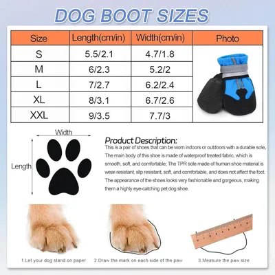 HausPets Lot de 4 Bottes Chien Imperméables Réglables Réfléchissantes