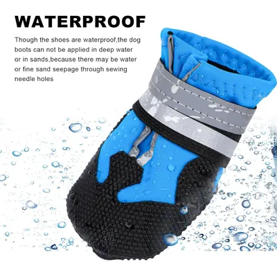HausPets Juego de 4 botas reflectantes impermeables y ajustables perros