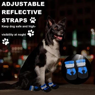 HausPets Juego de 4 botas reflectantes impermeables y ajustables perros