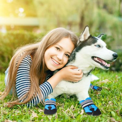 HausPets Juego de 4 botas reflectantes impermeables y ajustables perros