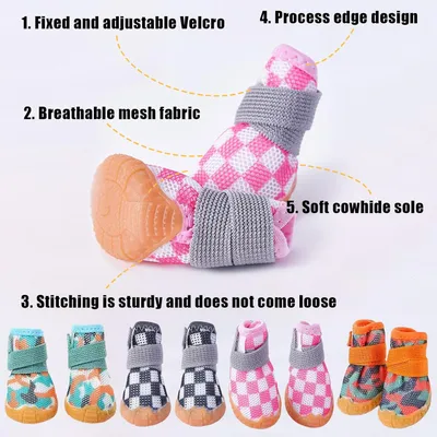 HausPets Juego de 4 zapatos de verano para perros suela goma antideslizante