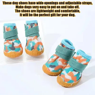 HausPets Juego de 4 zapatos de verano para perros suela goma antideslizante