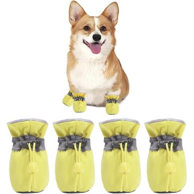 HausPets Lot de 4 Bottes Chien Antidérapantes Réfléchissantes