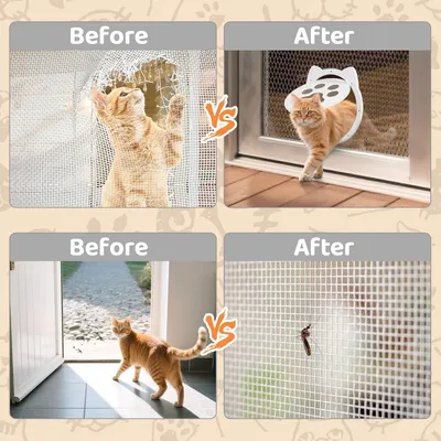 HausPets Puerta para gatos con mosquitera - 29x22cm, fácil instalación