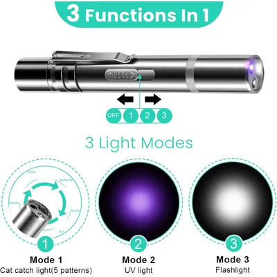 HausPets Jouet Laser Chat Chien USB 3en1 5 Motifs Interactif