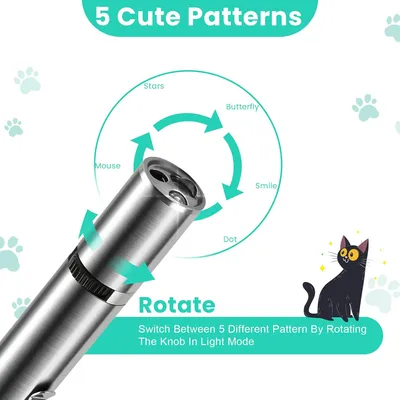 HausPets Jouet Laser Chat Chien USB 3en1 5 Motifs Interactif