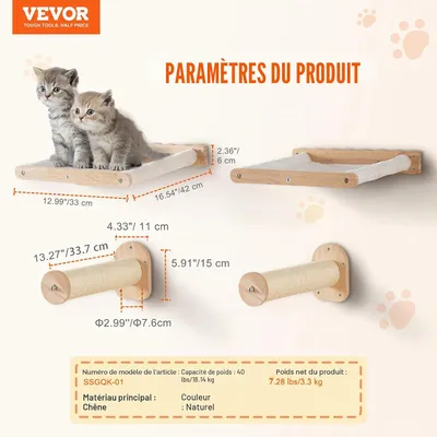 HausPets Étagère Murale Chat 4 Pièces Bois Chêne Polaire Corail 18kg HausPets Étagère Murale Chat 4 Pièces Bois Chêne Polaire Corail 18kg