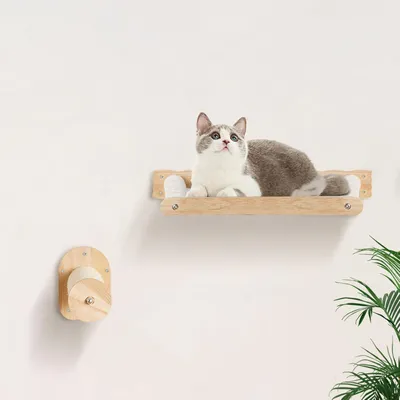 HausPets Étagère Murale Chat 4 Pièces Bois Chêne Polaire Corail 18kg HausPets Étagère Murale Chat 4 Pièces Bois Chêne Polaire Corail 18kg