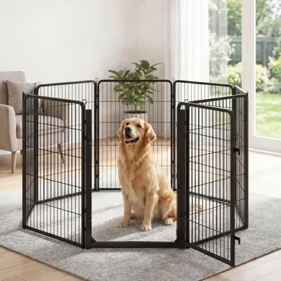 FEANDREA Barrières de sécurité,Enclos pour Chien 8 Panneaux FEANDREA Barrières de sécurité,Enclos pour Chien 8 Panneaux