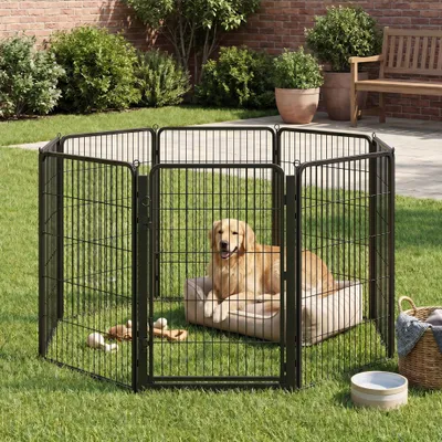 FEANDREA Barrières de sécurité,Enclos pour Chien 8 Panneaux FEANDREA Barrières de sécurité,Enclos pour Chien 8 Panneaux