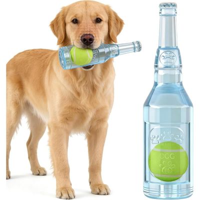 HausPets jouet chien bouteille bleue balle couineur