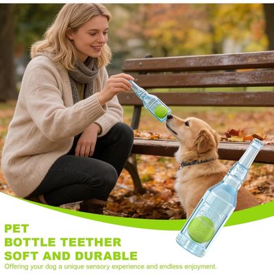 HausPets jouet chien bouteille bleue balle couineur