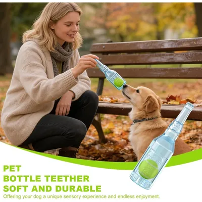 HausPets jouet chien bouteille bleue balle couineur HausPets jouet chien bouteille bleue balle couineur