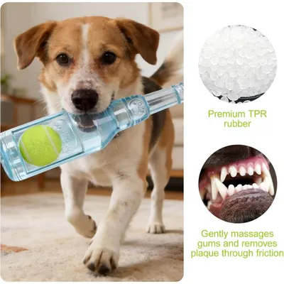 HausPets jouet chien bouteille bleue balle couineur HausPets jouet chien bouteille bleue balle couineur