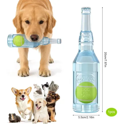 HausPets jouet chien bouteille bleue balle couineur HausPets jouet chien bouteille bleue balle couineur