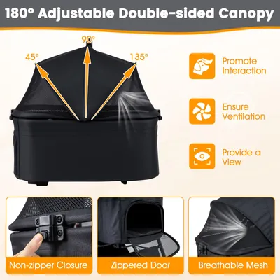 GIANTEX 3-in-1-Klappbarer Hundekinderwagen, 15 kg, Fenster, Netz, Wendbar