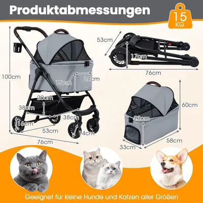 Giantex 2in1 Faltbarer Haustierwagen Mit Transportbox Und Drehbaren Rädern Giantex 2in1 Faltbarer Haustierwagen Mit Transportbox Und Drehbaren Rädern