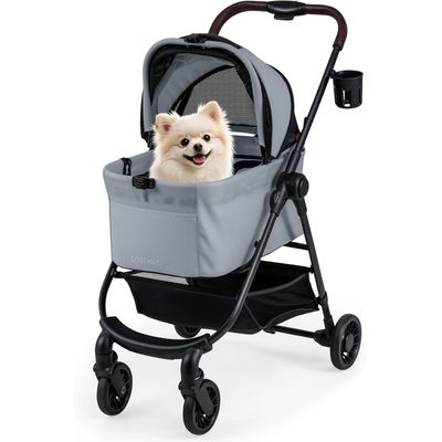 GIANTEX 3 en 1 Poussette Chien Pliable 15KG Fenêtre Filet Réversible