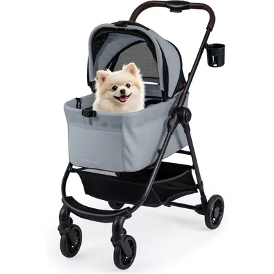 GIANTEX 3 en 1 Poussette Chien Pliable 15KG Fenêtre Filet Réversible