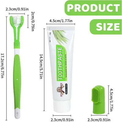 HausPets Kit 3pcs Brosse Dents Chien Dentifrice Nylon Anti Tartre HausPets Kit 3pcs Brosse Dents Chien Dentifrice Nylon Anti Tartre
