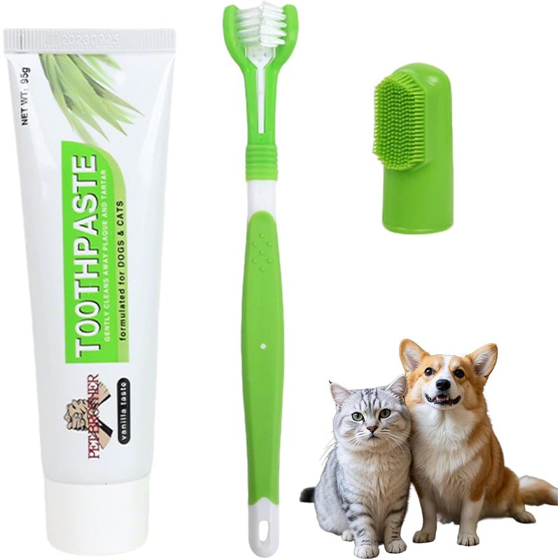 HausPets Kit 3pcs Brosse Dents Chien Dentifrice Nylon Anti Tartre