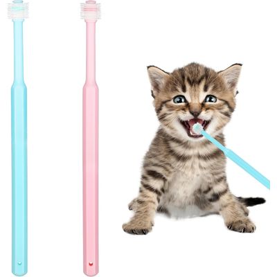 HausPets Lot 2 Brosses Dents Chien Chat Silicone Souple 360° Manche