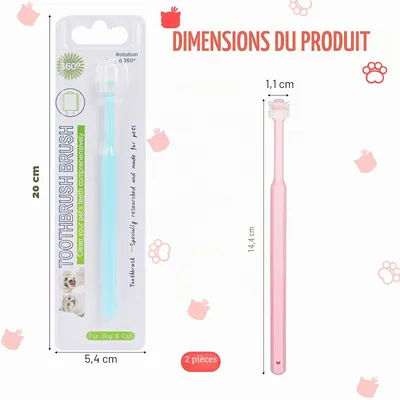 HausPets Lot 2 Brosses Dents Chien Chat Silicone Souple 360° Manche HausPets Lot 2 Brosses Dents Chien Chat Silicone Souple 360° Manche