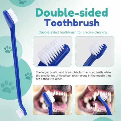 HausPets Kit 8pcs Brosses Dents Chien Chat 3 Têtes Doigtier Silicone