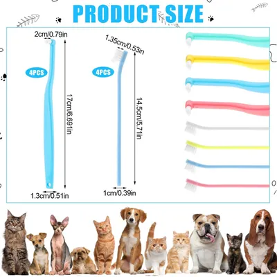 HausPets 8pcs Brosse Dents Chien Chat Poils Souples Tête Inclinée Pointue HausPets 8pcs Brosse Dents Chien Chat Poils Souples Tête Inclinée Pointue